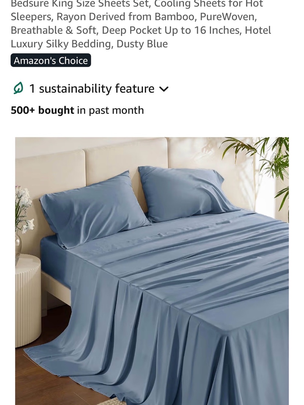 Bedsure Dusty Blue King Size Flat Sheet ONLY